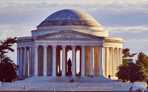 Jefferson Memorial with visitors on the National Mall - Memorials in Washington, DC