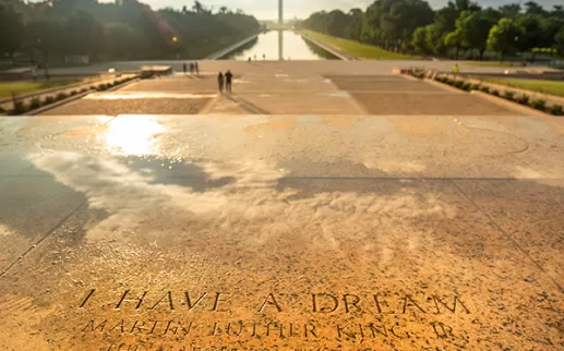 "I Have A Dream" etched into the steps at Lincoln Memorial