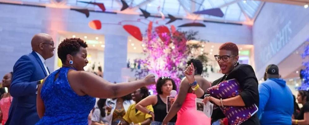 Guests dance and celebrate during a lively event at the National Gallery of Art in Washington, DC.